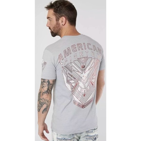 AMERICAN FIGHTER Men's T-Shirt DURHAM TEE Grey Ath - Picture 2 of 4